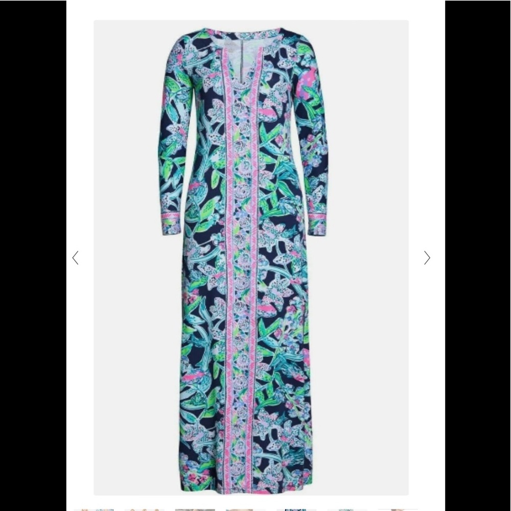 Lilly Pulitzer Blue and Pink Floral Maxi Dress